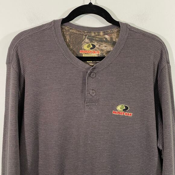 Mossy Oak Men's Grey Thermal Waffle Knit Long Sleeve Top Size XL - Picture 2 of 7